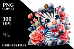 Colorful Cuddling Sailor Baby Zebra Clipart Product Image 3