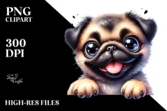 Cute Pug with Big Eyes, Colorful PNG Product Image 2