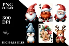 Cute Christmas Characters Playing Cards PNG Product Image 1