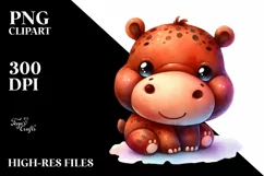Colorful Baby Hippo Plush | Sublimation | Clipart Product Image 1