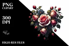 Simple Digital Painting Heart with Roses PNG Product Image 2