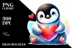 Baby Penguin with Heart PNG Product Image 2