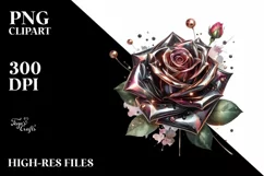 Abstract Rose Made of Shiny Material | Sublimation | Clipart Product Image 1