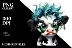 Funny Baby Cow with Crazy Face PNG Product Image 2