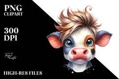 Funny Baby Cow with Crazy Face PNG Product Image 2