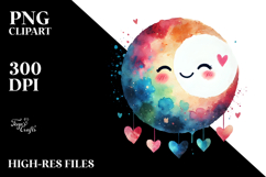Smiling Moon with Hearts, Transparent PNG Product Image 2