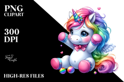 Cute Unicorn Playing PNG Product Image 2