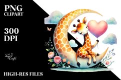 Boho Giraffe on Moon PNG Product Image 2