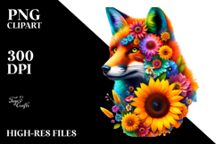 Vibrant Watercolor Fox Abstract PNG Product Image 2