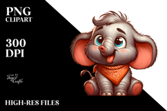 Whimsical Elephant with Bandana PNG Product Image 2