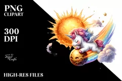Diving Baby Unicorn from Golden Sun | Sublimation | Clipart Product Image 1