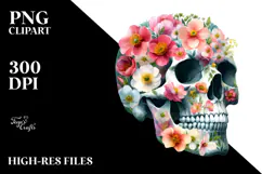 Skull Made of Spring Flowers PNG Product Image 2