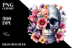 Skull Made of Spring Flowers PNG Product Image 2