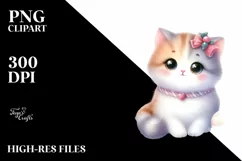 A Cute Watercolor Cat with Christmas Decorations, White Product Image 3