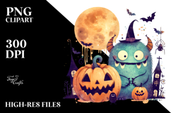 Washed Retro Halloween Monster PNG Product Image 2