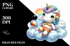 Baby Unicorn with Beachwear | Clipart Product Image 1
