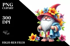 Gnome with Beach Towel and Flowers | Clipart Product Image 3