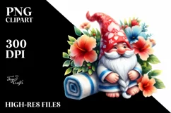Gnome with Beach Towel and Flowers | Clipart Product Image 1