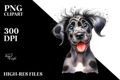 Watercolor Crazy Furr Happy Great Dane PNG Product Image 2