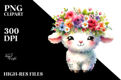 Cartoon Lamb Flower Crown Clipart Product Image 2