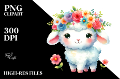 Cartoon Lamb Flower Crown Clipart Product Image 2