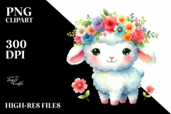 Cartoon Lamb Flower Crown Clipart Product Image 3