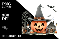 Funny Halloween Scene Clipart, PNG Product Image 2