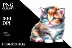 Colorful Funny Baby Cat Clipart Product Image 1