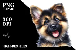 Colorful Baby Cartoon German Shepherd, PNG Product Image 2