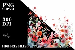 Red Flowers Abstract Watercolor Clipart Product Image 1
