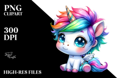 Cute Baby Unicorn with Cool Haircut PNG Product Image 2