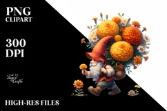 Detailed Gnome Marigold Bouquet | Clipart Product Image 1
