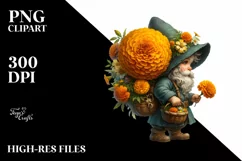 Detailed Gnome Marigold Bouquet | Clipart Product Image 1