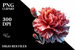 Shiny Carnation Watercolor Splash Sublimation Clipart Product Image 3