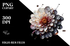 Abstract Dahlia with Golden Insertions PNG Product Image 2