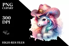 colorful Baby Unicorn with Cowboy Hat Product Image 1