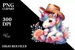 colorful Baby Unicorn with Cowboy Hat Product Image 3