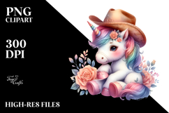 colorful Baby Unicorn with Cowboy Hat Product Image 2