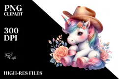 colorful Baby Unicorn with Cowboy Hat Product Image 2