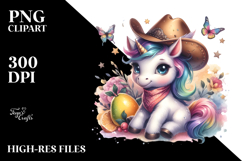 colorful Baby Unicorn with Cowboy Hat Product Image 2