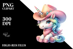 colorful Baby Unicorn with Cowboy Hat Product Image 2