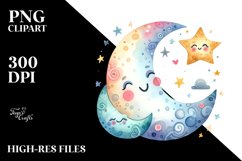 Colorful Smiling Moon PNG Product Image 2