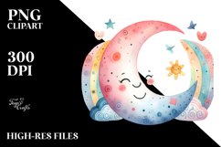 Colorful Smiling Moon PNG Product Image 2