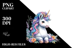 colorful Baby Unicorn with Provencal Town Product Image 2