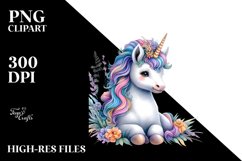 colorful Baby Unicorn with Provencal Town Product Image 1