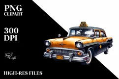 Vibrant Vintage Taxi Clipart Product Image 3
