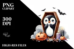 Fun Baby Penguin Halloween PNG Product Image 1