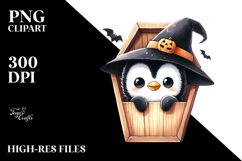 A Cute Halloween Image with Baby Penguin, White Background Product Image 2