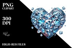 3D Diamond Ice Heart Digital Painting PNG Product Image 2