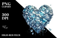 3D Diamond Ice Heart Digital Painting PNG Product Image 2